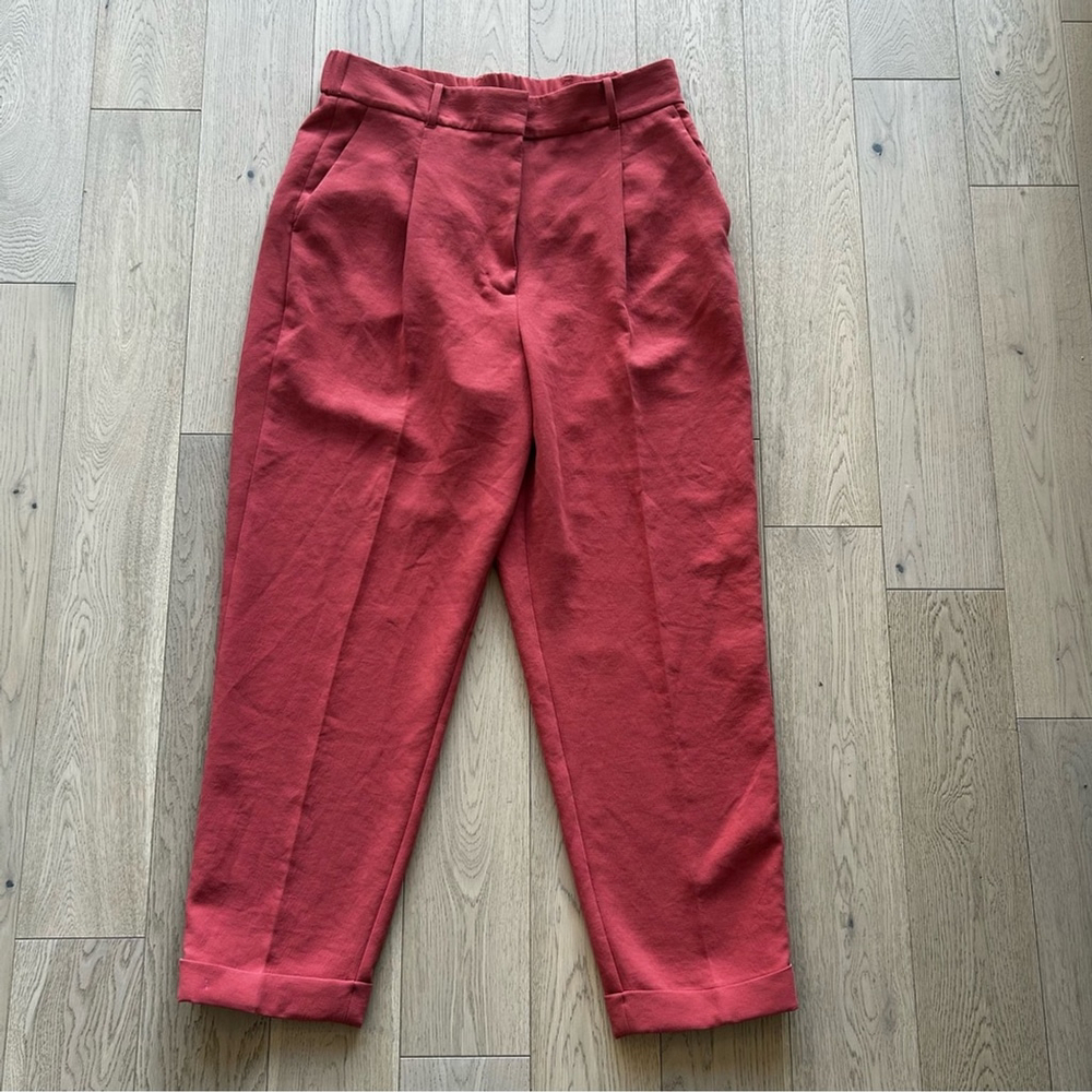 Aritzia High-Rise Tapered Pants in Red